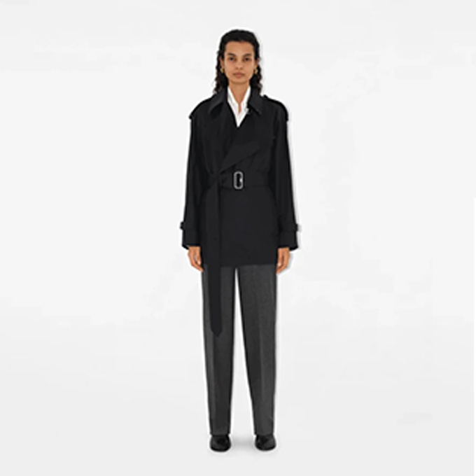 burberry asymmetrical lapel short gabardine trench coat